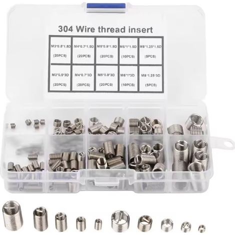 Kit de 150 inserts filetés de réparation M3-8, filets rapportés de protection – Pour réparation de filetage – 150 pièces (1/5)
