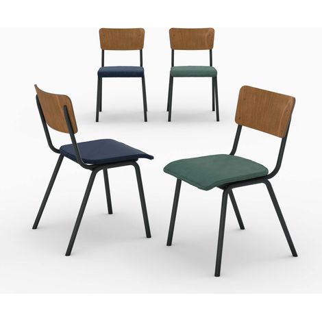 Pack de 4 sillas en terciopelo azul y verde - Nico (1/4)