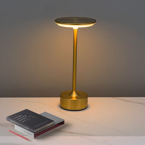 LED Tischlampe Taktil aus Goldmetall Retro UFO Design Wiederaufladbar Ideal für Hotel Restaurant Dekoration (1/5)
