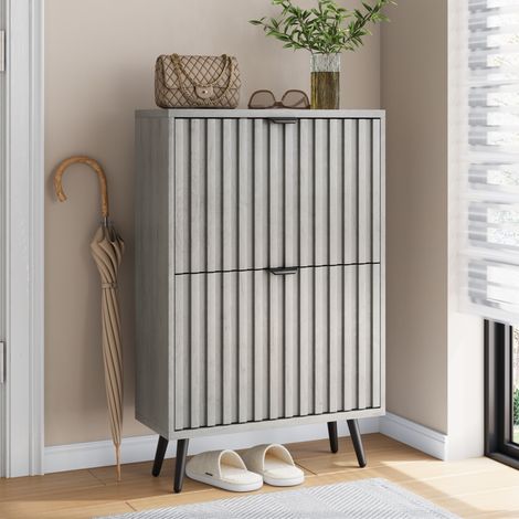 Schrank Aufbewahrung Klapp 60 cm Grau MDF Metall OKMYHOME (1/5)