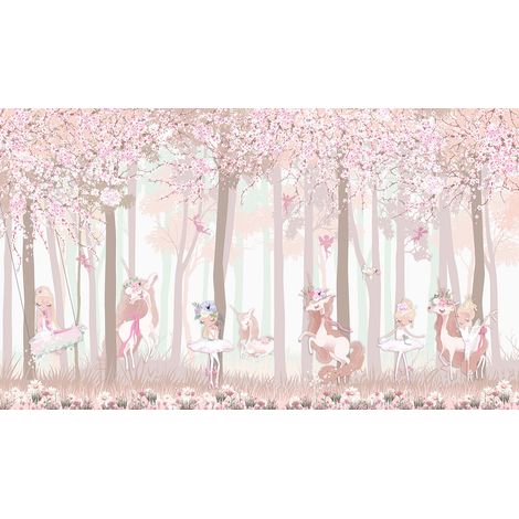 Papier peint panoramique Enfants - Fées Licornes - 130 cm x 75 cm (1/2)