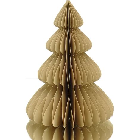 POSIWIO Weihnachtsdeko Tanne Sandbraun mit Glitter Ø 15 cm Höhe 20 cm - Papier