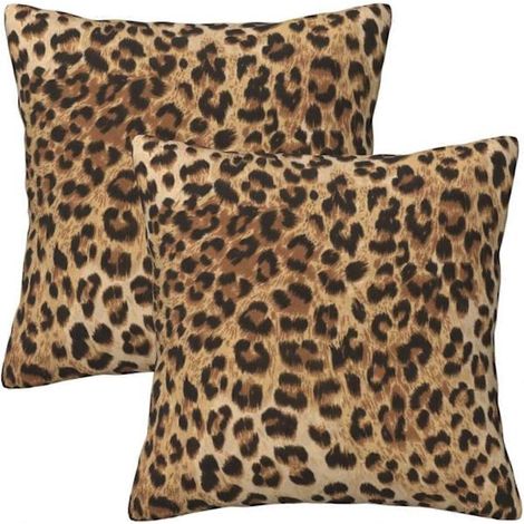 Filiyano-Housse de coussin léopard 45x45 cm, lot de 2 coussins carrés décoratifs modernes pour canapé, salon, chambre, lit (1/5)