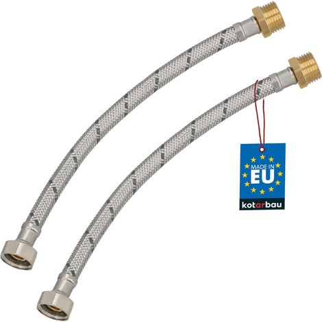 KOTARBAU® Lot de 2 Flexible Robinet 1/2" x 1/2" - Flexible Eau - Tuyau Robinet 30 cm - Mâle x Femelle - Rallonge Robinet Cuisine Flexible - Acier Inoxydable - Tuyau Flexible Plomberie (1/4)