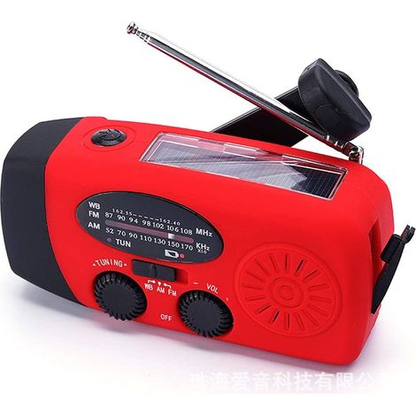 Filiyano – lampe torche LED 3 – Radio portable multifonctionnelle avec lampe torche LED 3 LED, sans fil, solaire, à manivelle, pour la prévention des (1/4)