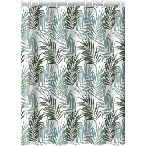 Petit Rideau de Douche Demi-étroit Feuilles d'eucalyptus Rideaux de Douche à Motif Rideau de Douche Vert pour Salle de Bain 90x180cm (1/5)