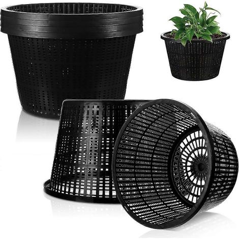 6 pièces Hydroponic Baskets Aquatic noir plastique jardin Mesh Net pot Hydroponic pots Slotted Pond panier pour (1/5)
