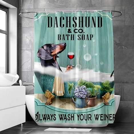 Rideau de douche motif animaux rétro baignoire stylisée, tissu salle de bain imperméable, 90x180 cm (1/5)