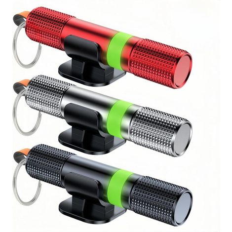 Schlüsselanhänger mit Scheibenbrecher und Sicherheitsgurtschneider, 2-in-1-Sicherheitshammer, Unterwasser-Scheibenbrecher, Notfall-Evakuierungswerkzeug für das Auto (3, rot, schwarz, silber)
