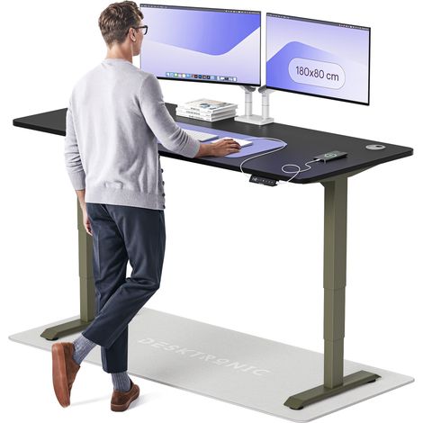 Desktronic Bureau assis debout HomePro - 180x80cm - Vert/Noir
