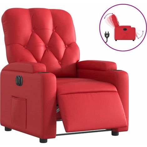 Fauteuil inclinable électrique, similicuir rouge (1/5)