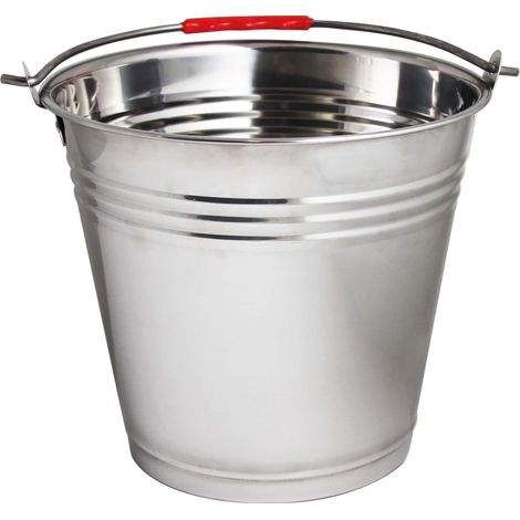 Seau 11L Ø28 cm INOX – Anse avec Poignée Ergonomique – Étanche, Robuste – Jardin, Cendres, Eau, Décoration - 040520 (1/3)