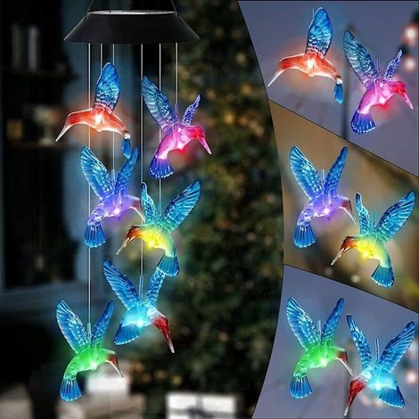Guirlande solaire LED extérieure avec carillon colibri, étanche, change de couleur, jardin et terrasse (1/5)