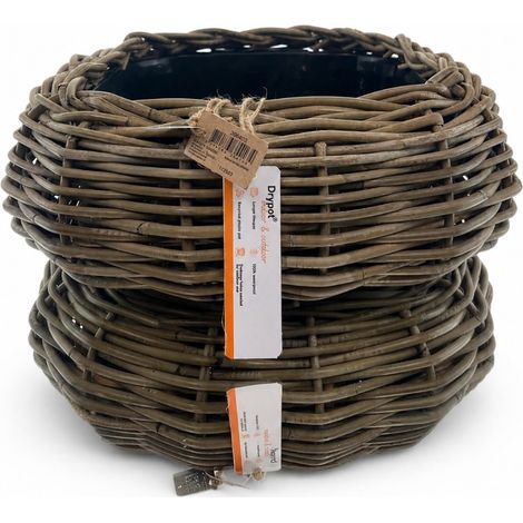 Van der Leeden – Bac à plantes DRYPOT Tina – Rotin et plastique, 44 x 44 cm (1/2)