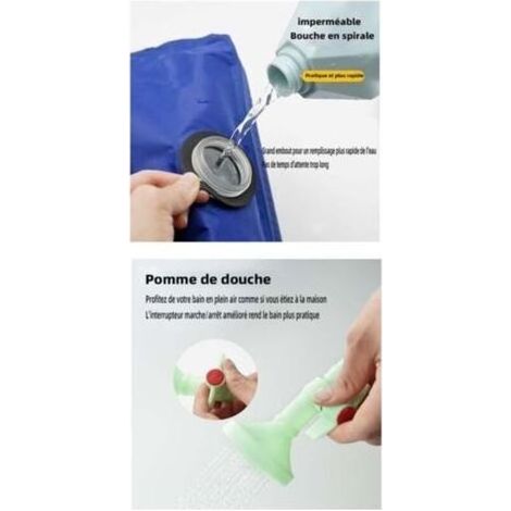 Lot de 1 Sac Douche Solaire - 20 L - Chauffe Jusqu'à 45 °C En 3 H - Pour Camping Extérieur(Noir)