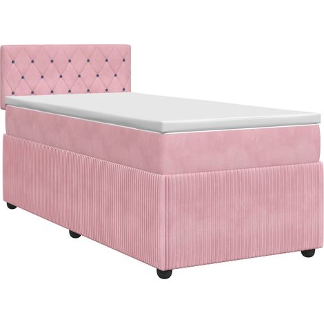 Maison Exclusive - Letto box spring con materasso Rosa 80 x 200 cm Velluto (1/5)
