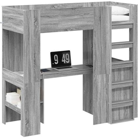 Cadre de lit superposé avec bureau, Gris Sonoma, 75 x 190 cm (1/5)
