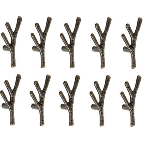 10x Poignée Meuble en Forme de Branche Poignées Armoires en Alliage de Zinc avec Vis Bronze - Trou Unique (1/5)
