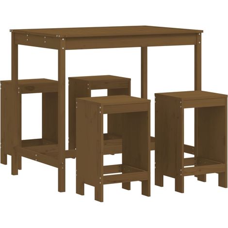Maison Exclusive - Mesa y taburetes altos de jardín 5 pzas madera