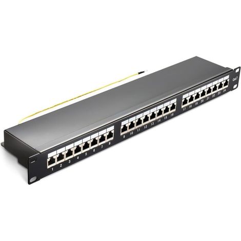 Panneau de brassage CAT 7 - 24 ports - Modulaire - Pour modules Keystone - 19" - RJ45 - Modulaire pour modules Keystone - Câble de pose réseau LAN blindé - Montage en rack