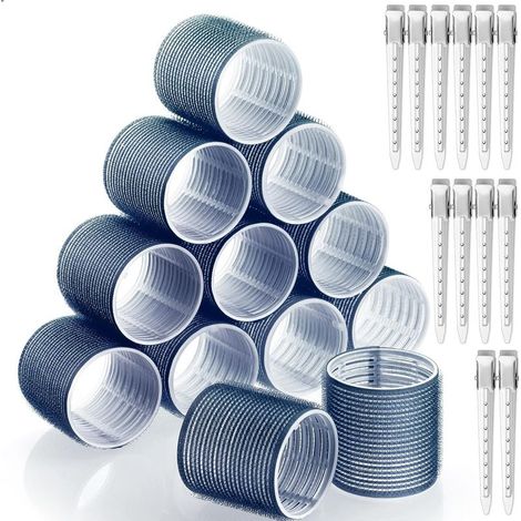 Fer à boucler auto-agrippant avec 12 pinces bec de canard en acier inoxydable pour boucles longues, volume et résistance pour tous types de cheveux, lot de 12 pièces, pinces en acier inoxydable inclus (1/5)