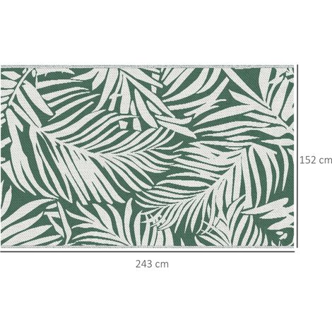 Tapis extérieur motif feuilles vert foncé 152x243cm, réversible résistant intempéries (1/4)