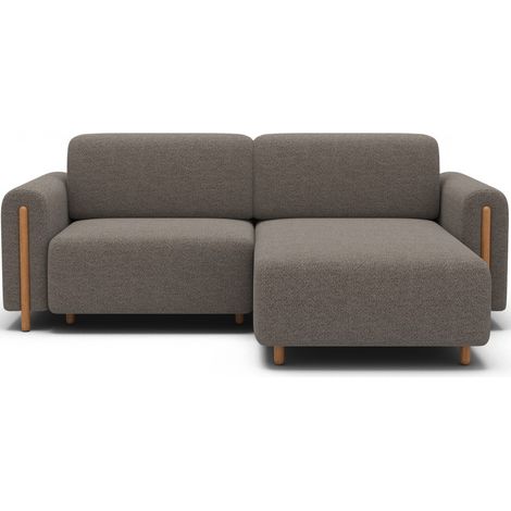 Canapé d'angle convertible ARVESSA marron clair chenille – Angle droit (1/5)