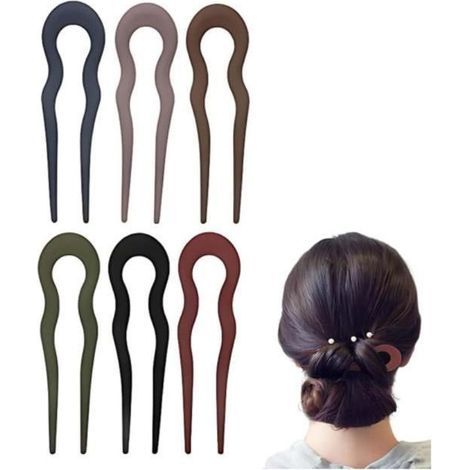 6 Pièces Pique À Cheveux Femme Pic À Chignon Épingle À Cheveux En Forme U Bâton De Cheveux Pince Chignon Française Étiquette-Muntra (1/5)