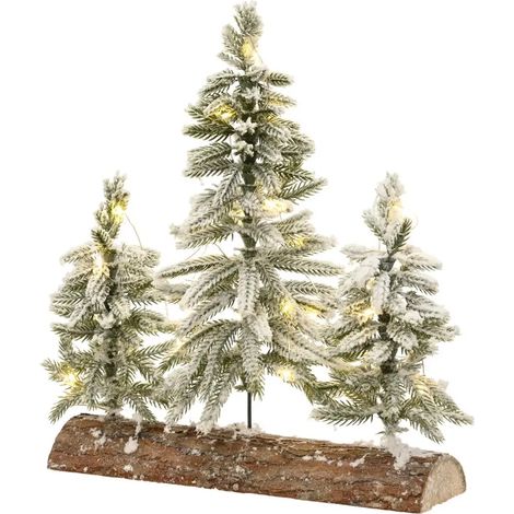Centrotavola natalizio con alberi verdi e LED 28 × 10 × H30 cm (1/2)