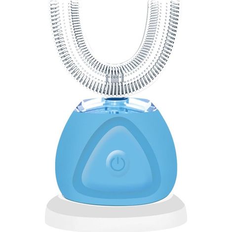 Spazzolino elettrico a forma di U, spazzolino per l'igiene orale, spazzolino elettrico automatico a setole a forma di U, spazzolino sbiancante in silicone (azzurro chiaro) (1/5)