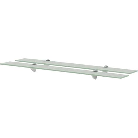 2 Étagères Tablettes en Verre 90 cm Blanche à fixer pour une décoration moderne et épurée (1/5)