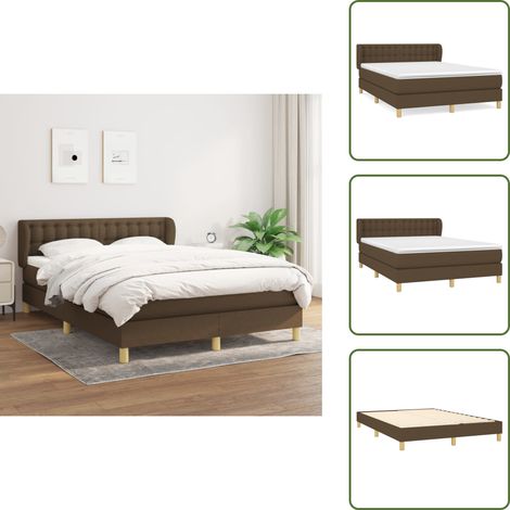 Boxspringbett mit Matratze Dunkelbraun 140x200 cm Stoff - Boxspringbett - Doppelbett - Bettenrahmen - Lattenrost - Matratze (1/5)