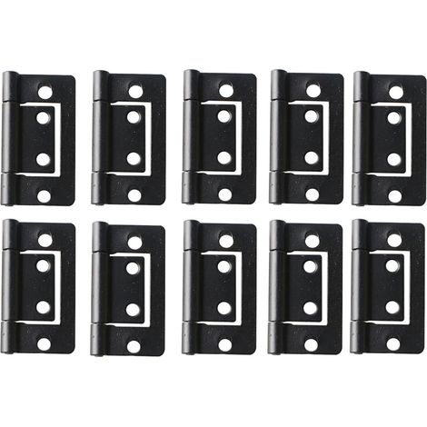 (Noir - Chine continentale) Lot de 10 charnières métalliques vintage 38 x 21 mm pour portes, meubles et autres objets de quincaillerie. Outil idéal pour le bricolage, la fabrication de boîtes à bijoux (1/5)