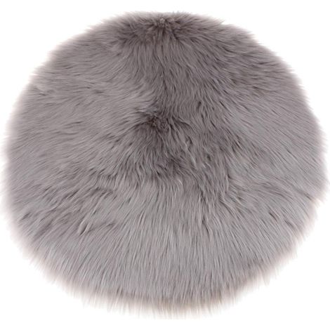 Coussin De Siège En Fausse Fourrure Coussin En Peau De Mouton Artificielle Gris Mat 33cm (1/5)