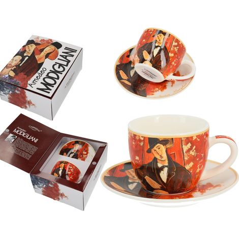 Carmani, tazzina da caffè espresso con piattino, di A. Modigliani