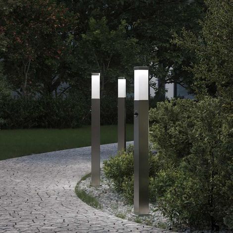 vidaXL Lampioni a dissuasore con sensore 3 pz 80 cm Acciaio Inox IP44