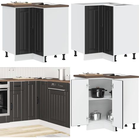 vidaXL Küchen-Eckunterschrank Lucca Schwarz Holzwerkstoff (1/5)