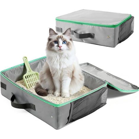 Litière Portable - 123 DESIGN - Gris - Pliable - 40x30x13cm - Avec Pelle (1/5)