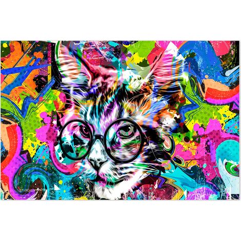 Affiche Pop art chat lunette - 60x40cm - made in France (1/5)