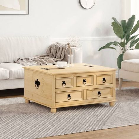 Corona Boîte de Rangement en Bois Massif Pin, 90x78x45 cm, Coffre de Stockage Robuste pour Salon ou Chambre (1/5)