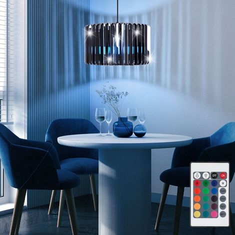 Hängelampe Esstischleuchte Glasstäbe RGB LED Pendelleuchte Holzoptik Fernbedienung, dimmbar Farbwechsel, 1x 4W 470Lm warmweiß, DxH 35x120 cm