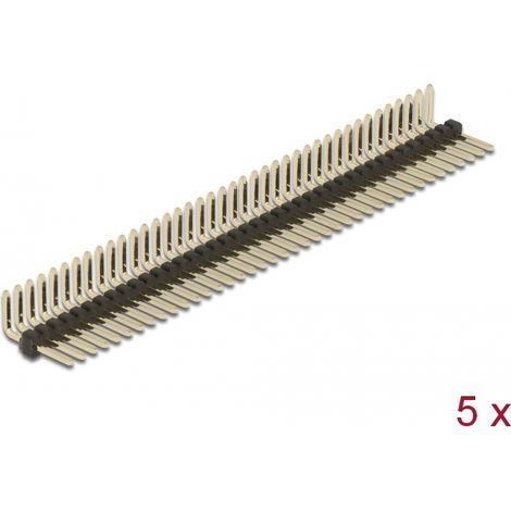 Delock Cabezal de 40 pines, densidad 1,27 mm, 1 hilera, angulado, 5 piezas