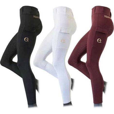 XS, Bordeaux: Leggings per equitazione da donna modello Olimpia con tasche laterali