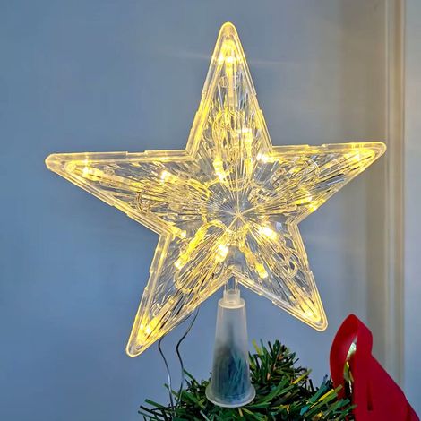 Étoile Sapin de Noel avec 10 LED, Noël Arbre Topper, Étoile Sapin Noel Lumineuse, Étoile pour Sapin de Noël, Topper Sapin de Noel, pour Décoration d'arbre de Noël (Blanc Chaud) (1/5)