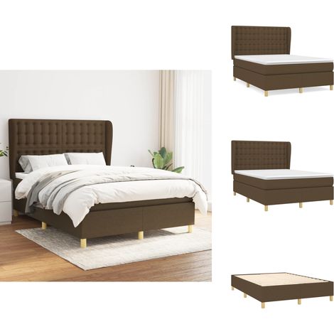 Boxspringbett mit Matratze Dunkelbraun 140x200 cm Stoff - Boxspringbett - Doppelbett - Lattenrost - Bettrahmen - Massivholzmöbel (1/5)