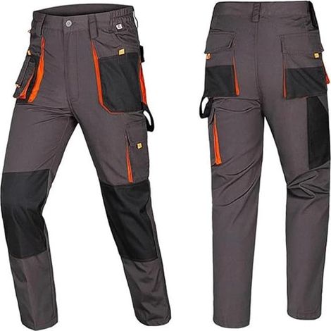 Schnittfeste Schutzhose, zweifarbige Zero-Metal-Arbeitshose mit mehreren Taschen, verschleißfeste Herrenhose mit mehreren atmungsaktiven Taschen zum Wandern, Klettern, Camping-2XL
