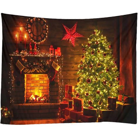 Tapis mural décoratif de Noël (1 pièce)-150x130cm-Colorful