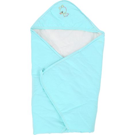 Couverture bébé douce en coton avec motif cartoon adorable pour nouveau-né - Bleu (1/5)