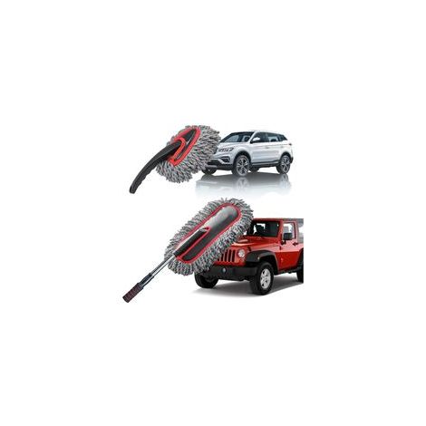 Set di spazzole per la pulizia dell'auto, composto da 2 spazzole in microfibra antigraffio, adatte alla pulizia di veicoli e della casa, grigio chiaro. - Crezuo