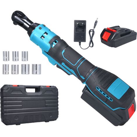 3/8" cordless ratchet, 40 N.m ratchet at 240 rpm, 21V variable-speed cordless ratchet, 7 socket wrenches with 2 x 2.0Ah batteries (1/5)